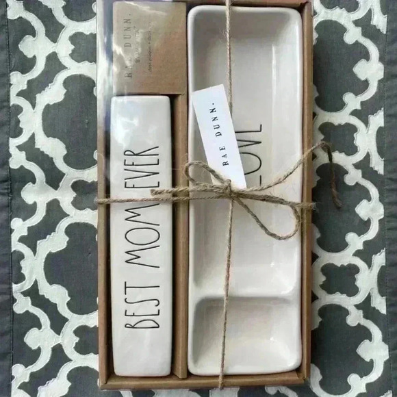 NEW Rae Dunn - BEST MOM EVER / LOVE 💕 Desk Plaque & Tray Office/Organizing SET - Picture 4 of 6